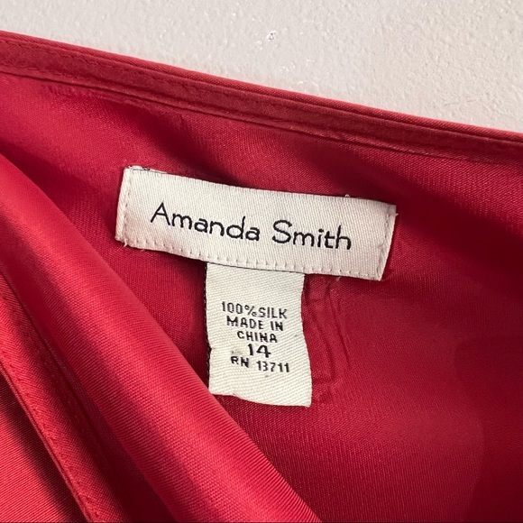 Amanda Smith Pink/Red 100% Silk Skirt Womens Size 14 - Picture 3 of 3